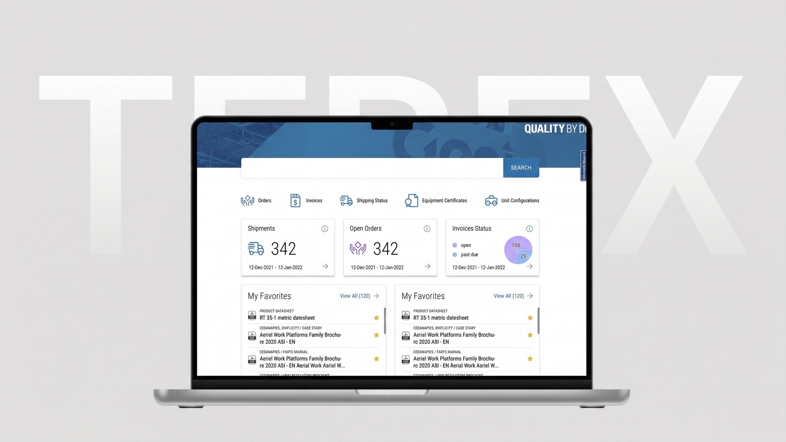 Terex Dashboard for Dealers